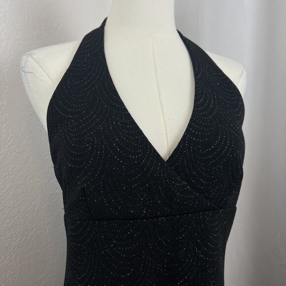 VTG City Triangles Dress Womens Large Glitter Babydoll Halter Hi Low Y2K Fairy - Picture 2 of 12